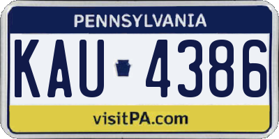 PA license plate KAU4386