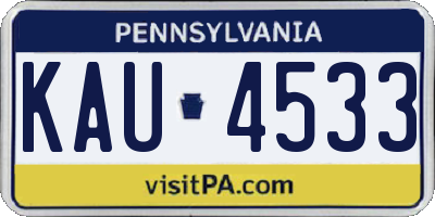 PA license plate KAU4533