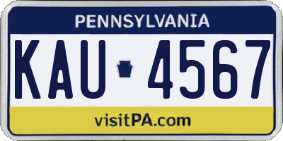 PA license plate KAU4567