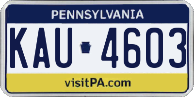 PA license plate KAU4603