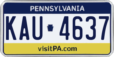 PA license plate KAU4637
