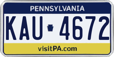 PA license plate KAU4672