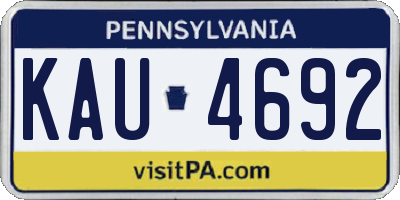 PA license plate KAU4692