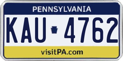 PA license plate KAU4762