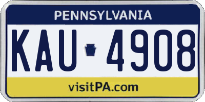 PA license plate KAU4908
