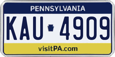 PA license plate KAU4909