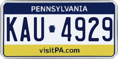 PA license plate KAU4929