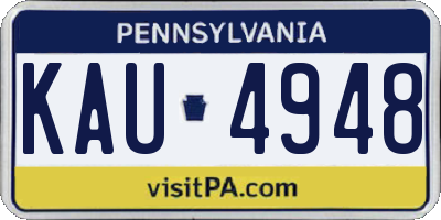 PA license plate KAU4948