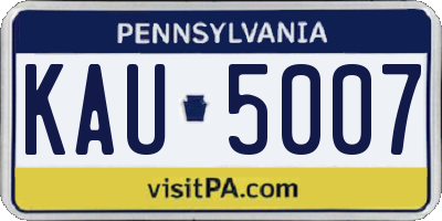 PA license plate KAU5007