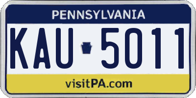 PA license plate KAU5011