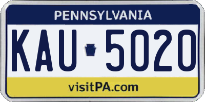 PA license plate KAU5020
