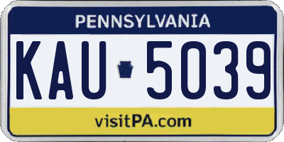 PA license plate KAU5039