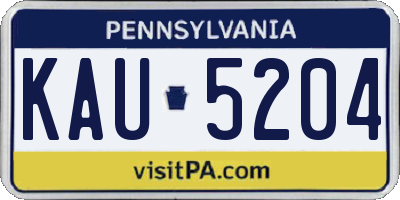 PA license plate KAU5204