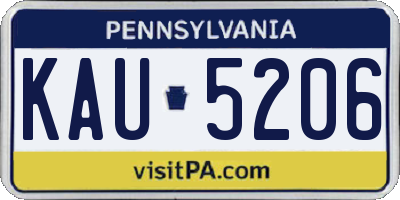 PA license plate KAU5206
