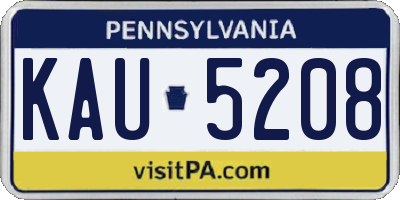 PA license plate KAU5208