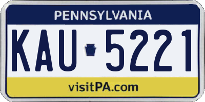 PA license plate KAU5221