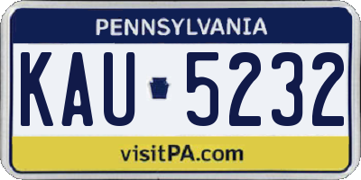 PA license plate KAU5232