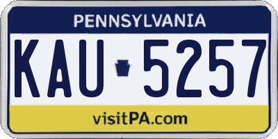 PA license plate KAU5257