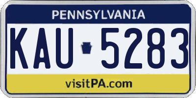 PA license plate KAU5283