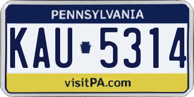 PA license plate KAU5314