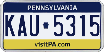 PA license plate KAU5315