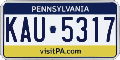 PA license plate KAU5317