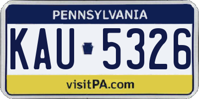 PA license plate KAU5326