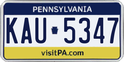 PA license plate KAU5347