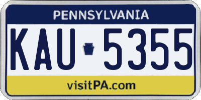 PA license plate KAU5355