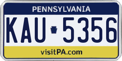 PA license plate KAU5356