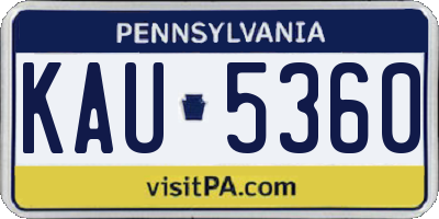 PA license plate KAU5360