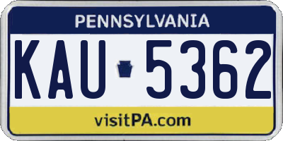 PA license plate KAU5362