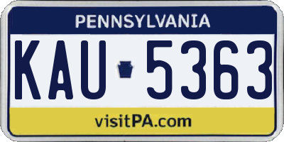 PA license plate KAU5363