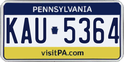 PA license plate KAU5364