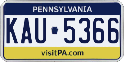PA license plate KAU5366