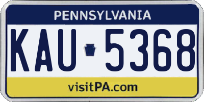 PA license plate KAU5368