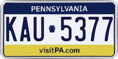 PA license plate KAU5377