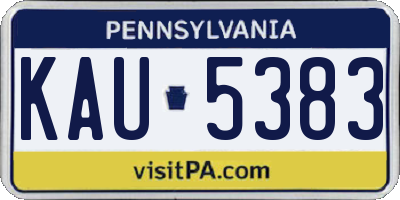 PA license plate KAU5383