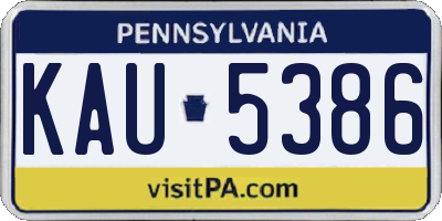PA license plate KAU5386