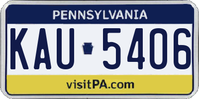 PA license plate KAU5406