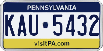 PA license plate KAU5432