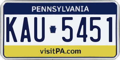 PA license plate KAU5451