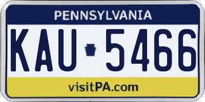 PA license plate KAU5466