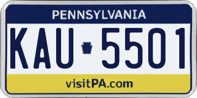 PA license plate KAU5501