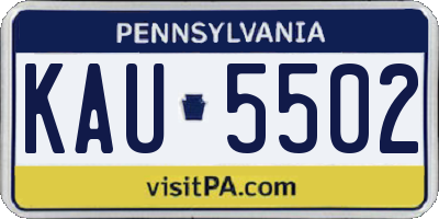 PA license plate KAU5502