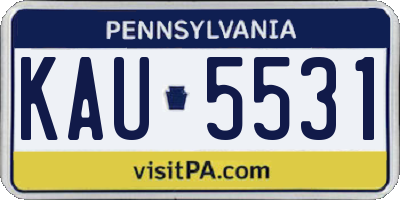 PA license plate KAU5531