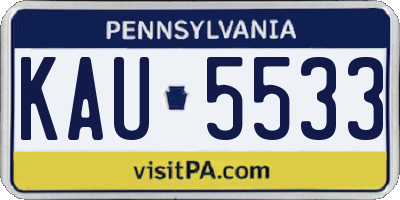 PA license plate KAU5533