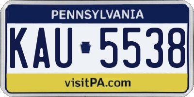 PA license plate KAU5538