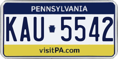 PA license plate KAU5542