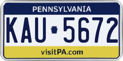 PA license plate KAU5672